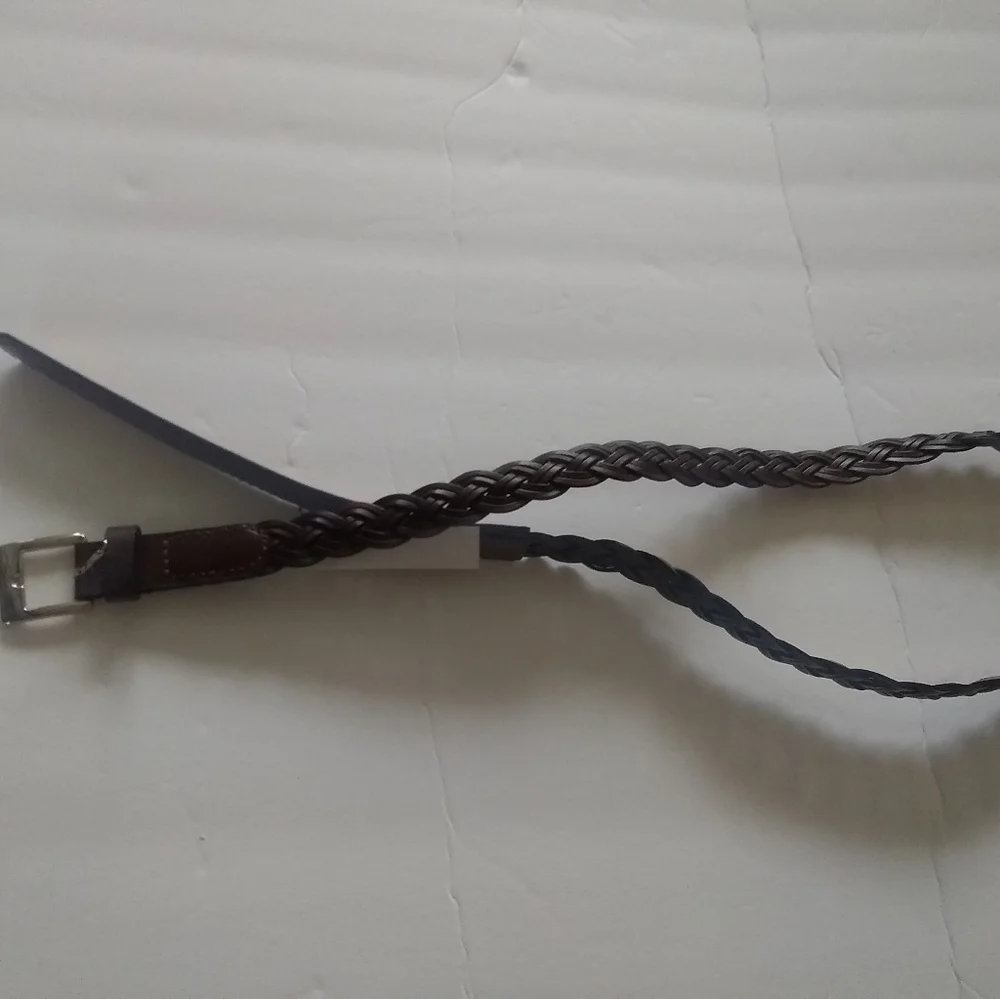 Women's Sonoma Goods For Life Solid & Braided Leather Belt COGNAC BLK SZ SMALL